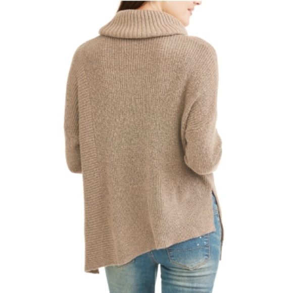 Soft Gray Cowl Neck Side Zip poncho Sweater XL Extra Large - Picture 2 of 9